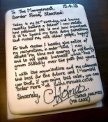 Man quits job to bake, writes his resignation letter on a cake